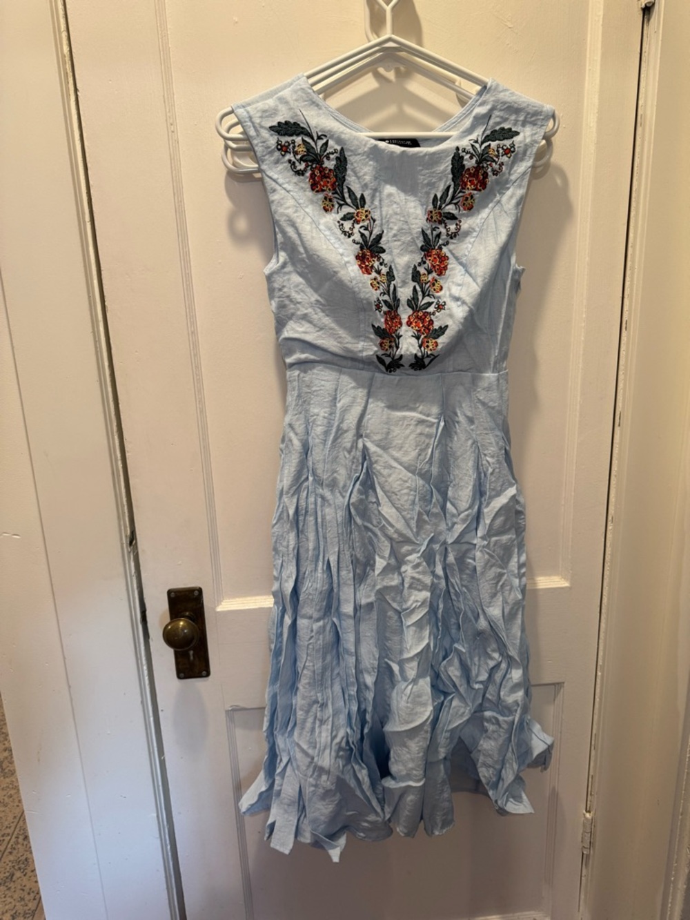 Light Blue Embroidered Floral Dress